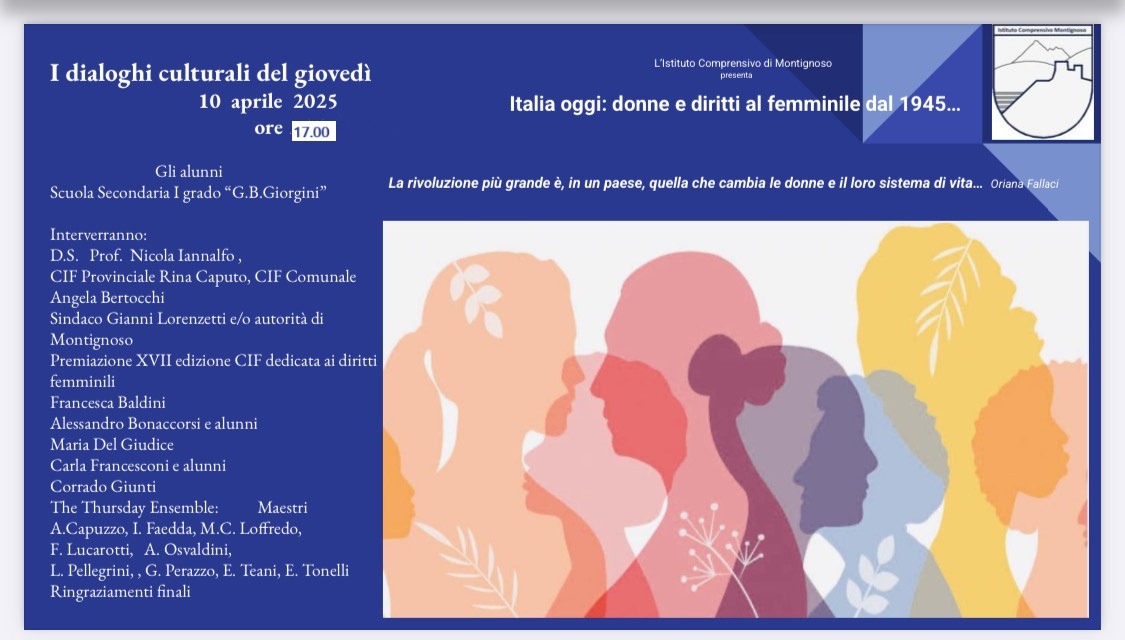 I dialoghi culturali del giovedì “Italia oggi: donne e diritti al femminile dal 1945…”